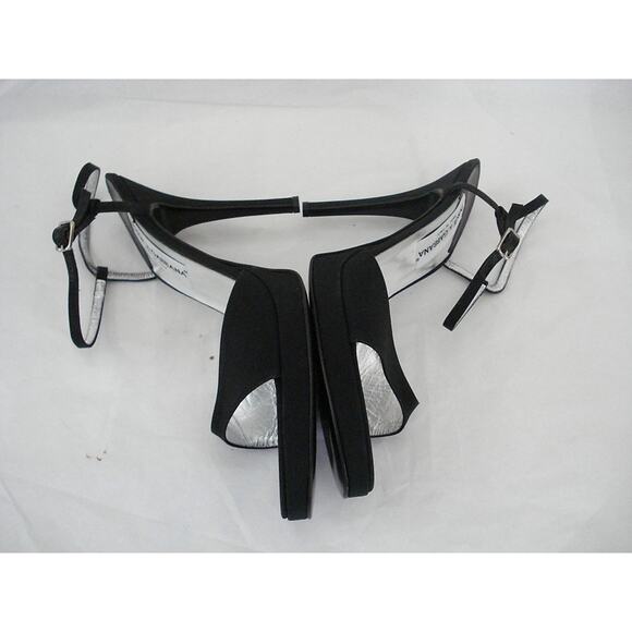 DOLCE & GABBANA EU 39.5 US 9 BLACK SILVER STILETTO PLATFORM STRAPPY SANDAL SHOE - Picture 9 of 11